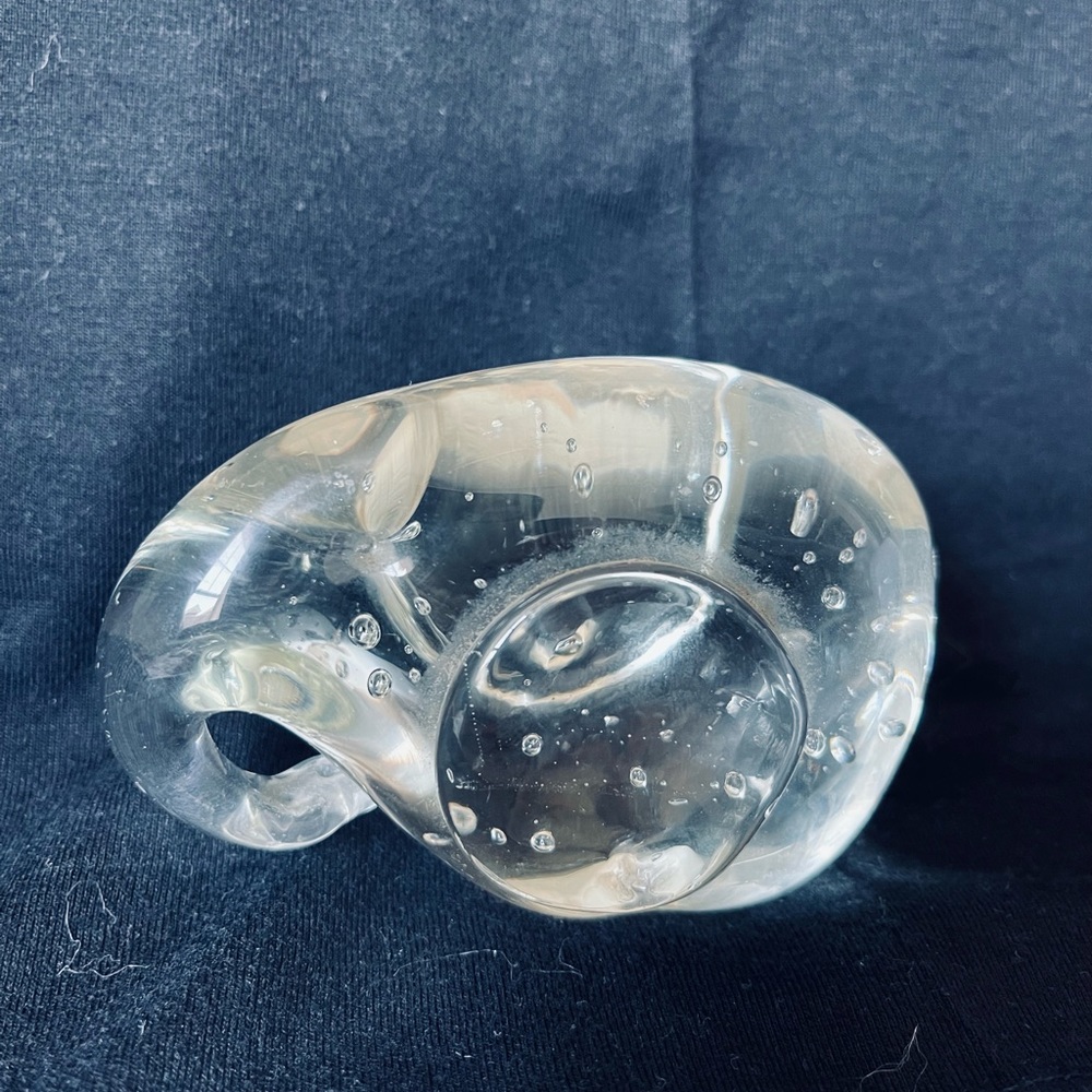 Vintage Elephant Clear Glass w/Bubbles paperweight by Action International, LTD